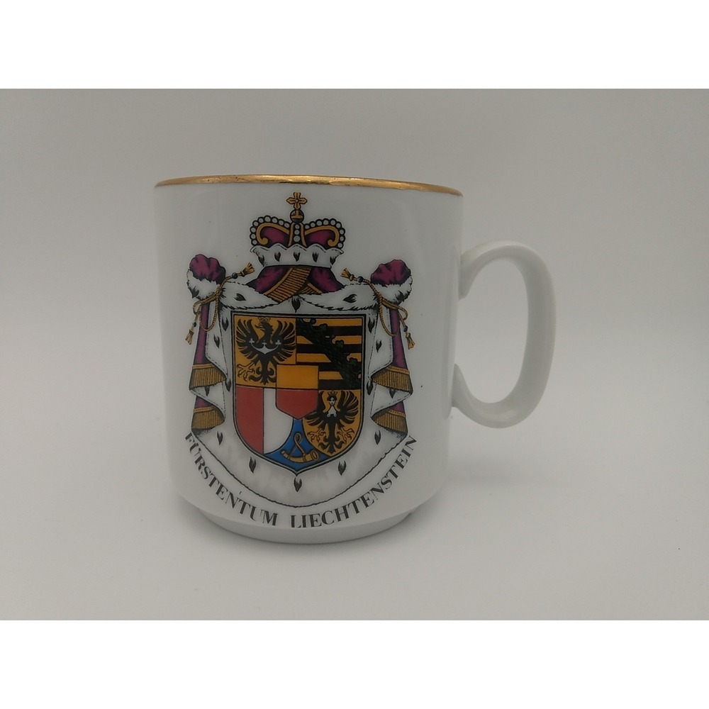 LIECHTENSTEIN Porcelain Souvenir Mug, Ottlinger Sevelen Stamp On Bottom 3.5"